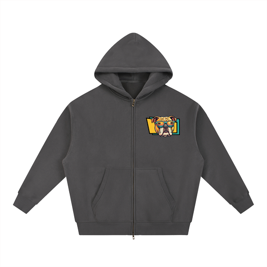 Oversized Fleece Boxy Hoodie Bulldog
