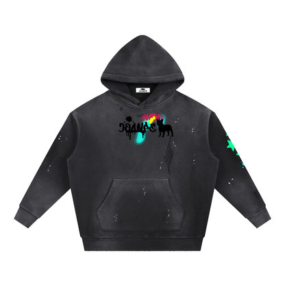 Vintage Washed Frayed Fleece Hoodie