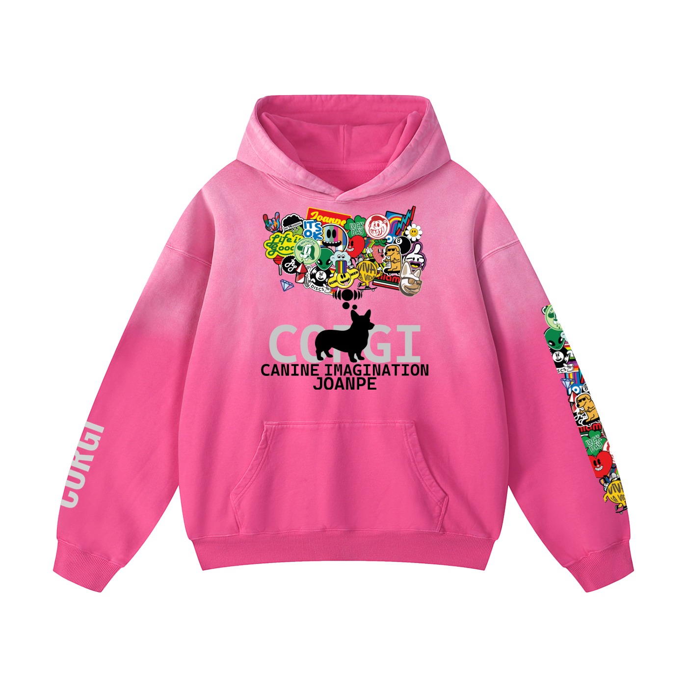 Heavyweight Sunfade Oversized Hoodie Corgi
