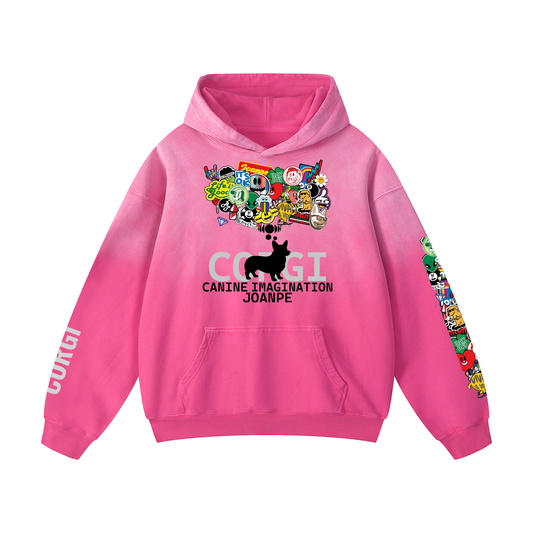 Heavyweight Sunfade Oversized Hoodie Corgi