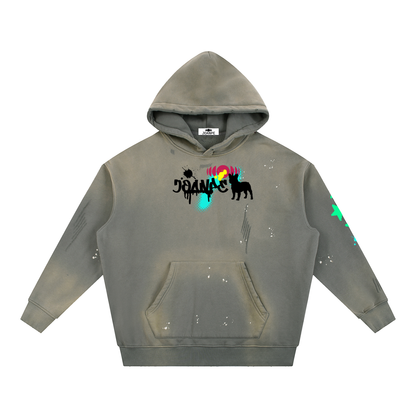 Vintage Washed Frayed Fleece Hoodie