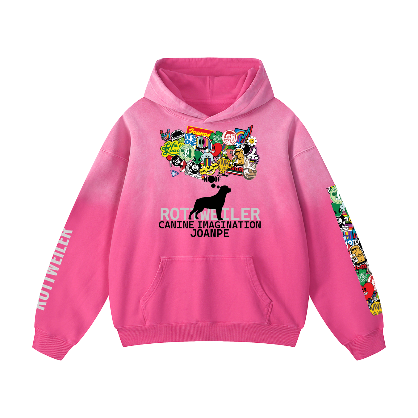 Heavyweight Sunfade Oversized Hoodie Rottweiler